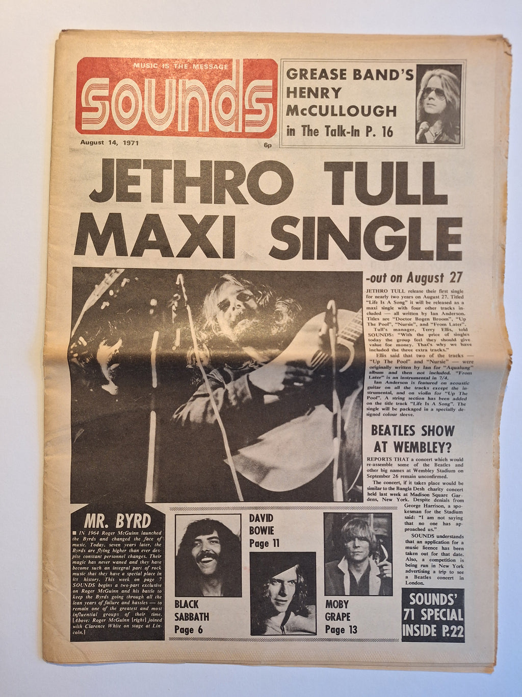 Magazine – Jethro Tull Special, 14 Aug 1971, UK, 36 pages