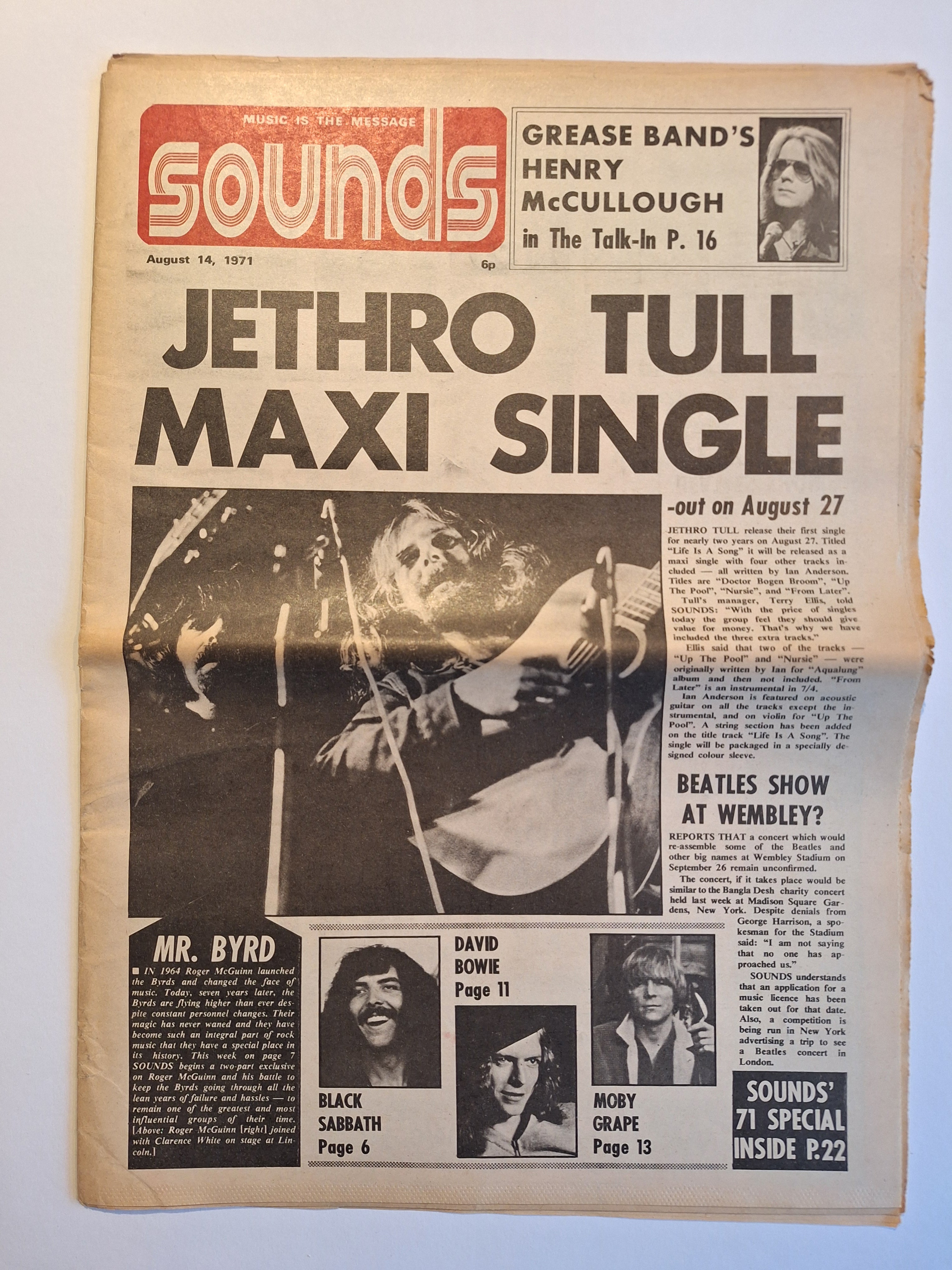 Magazine – Jethro Tull Special, 14 Aug 1971, UK, 36 pages