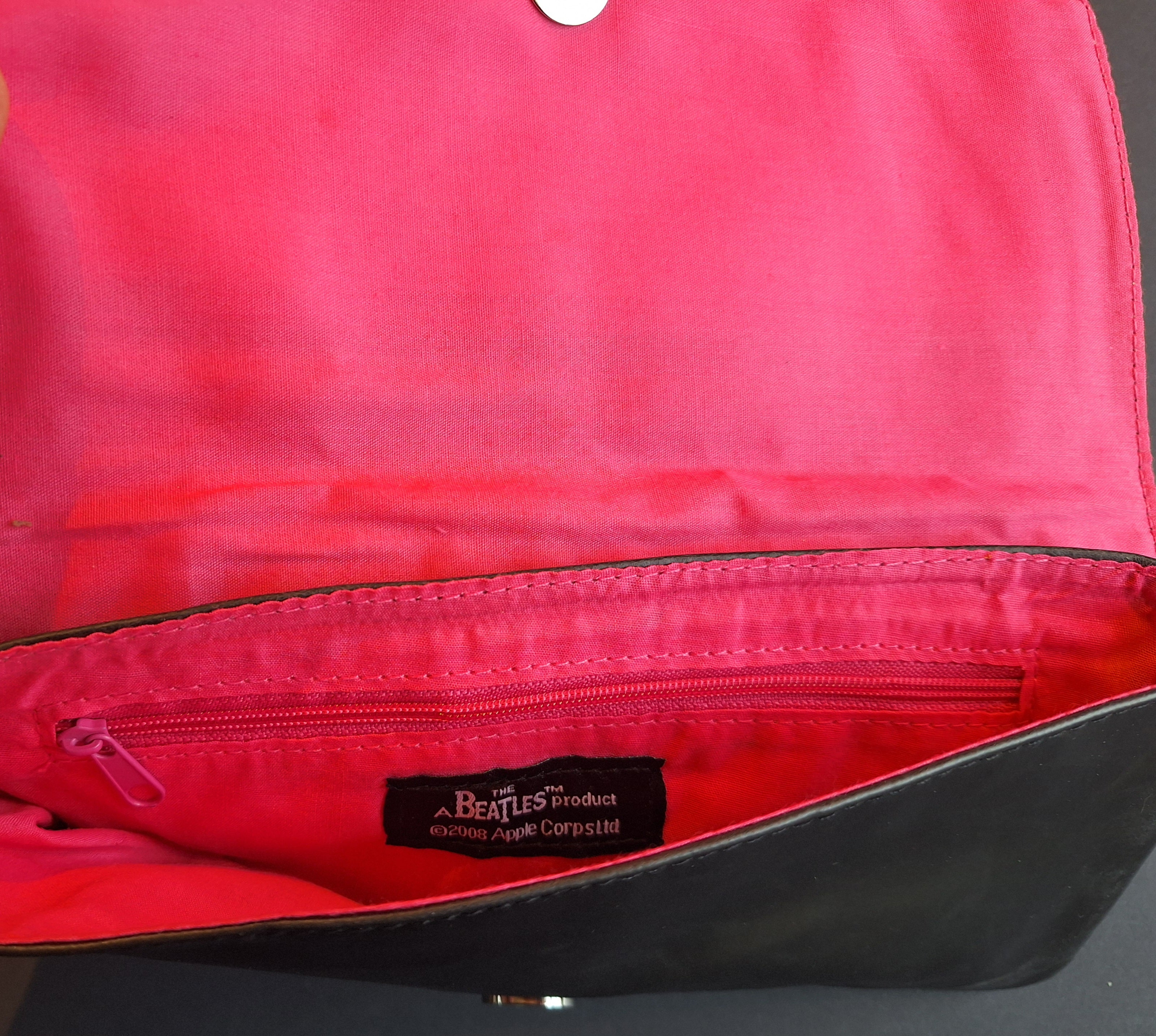 The Beatles Tote Bag – Black with Pink Interior | Official Apple Corps (2008)