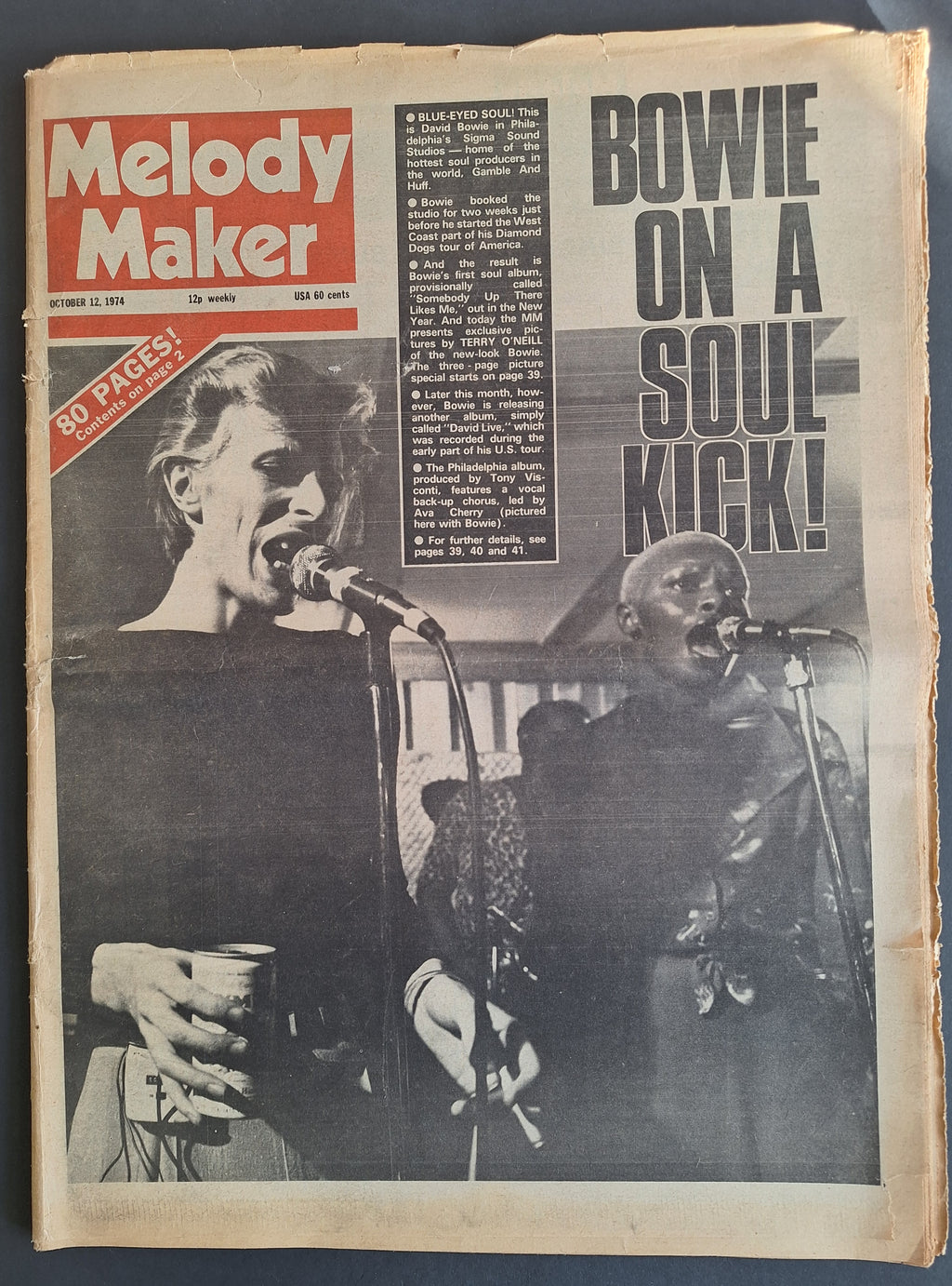 Vintage Music Newspaper Melody Maker – 12 Oct 1974 – David Bowie e.a.