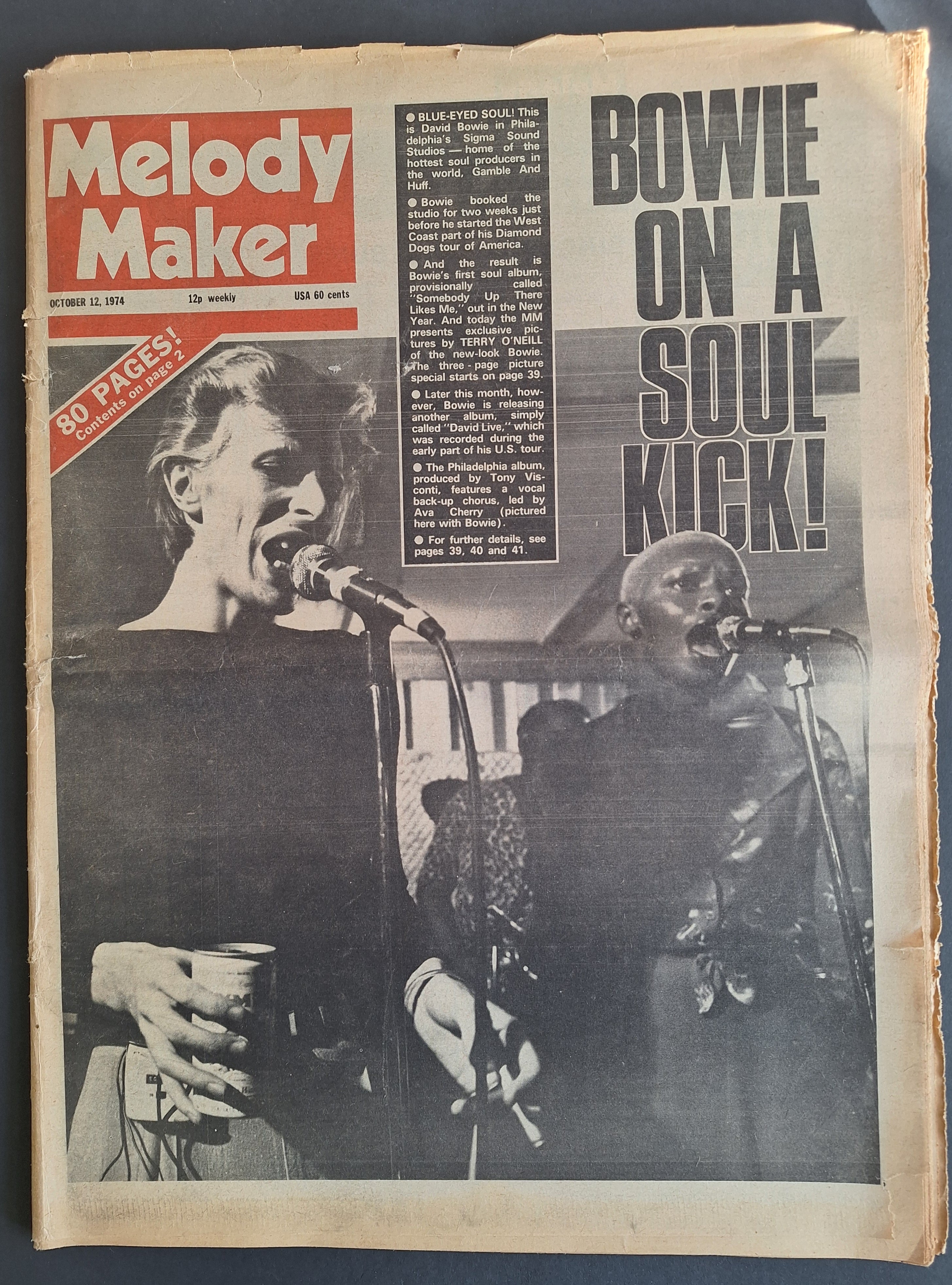 Vintage Music Newspaper Melody Maker – 12 Oct 1974 – David Bowie e.a.