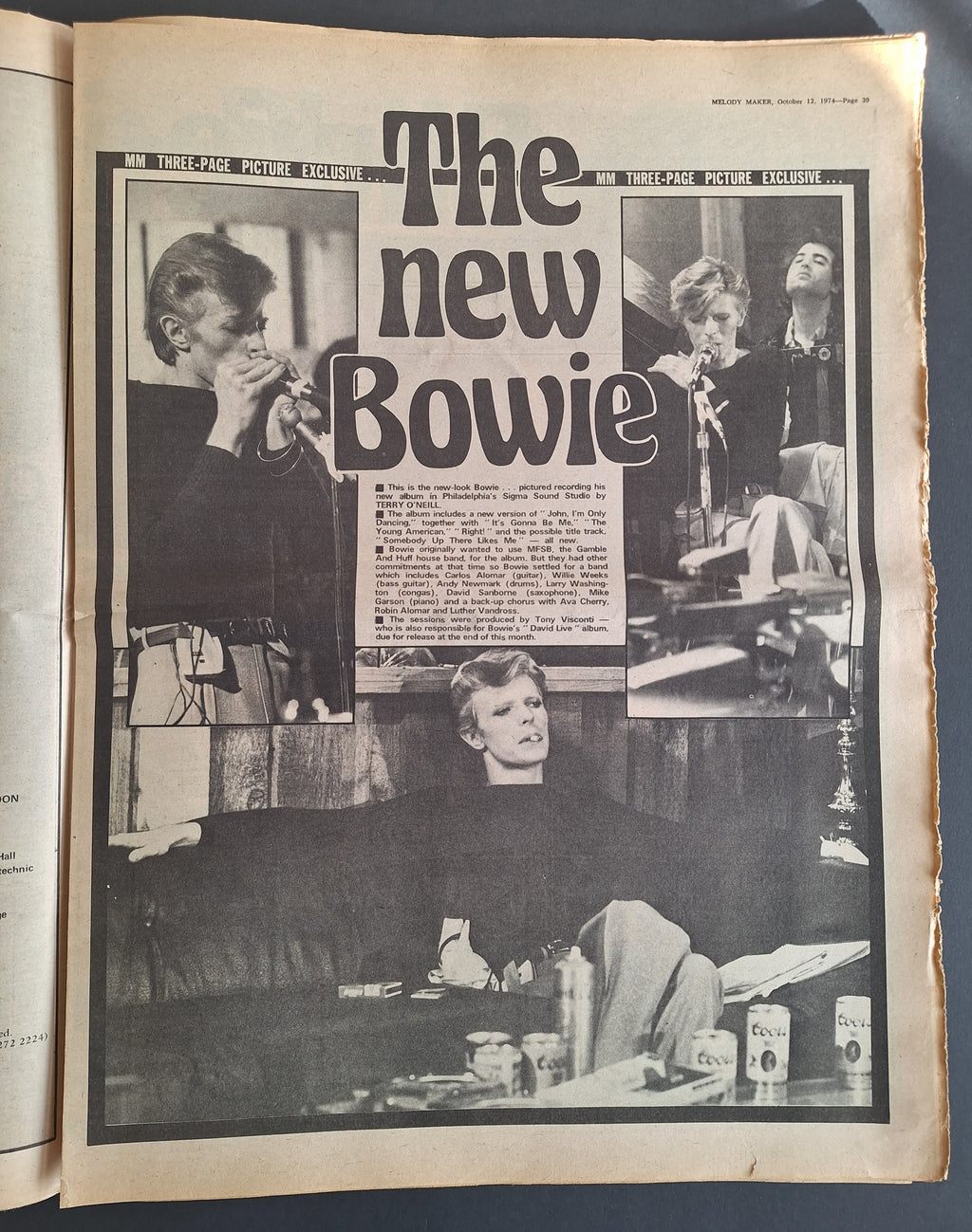 Vintage Music Newspaper Melody Maker – 12 Oct 1974 – David Bowie e.a.